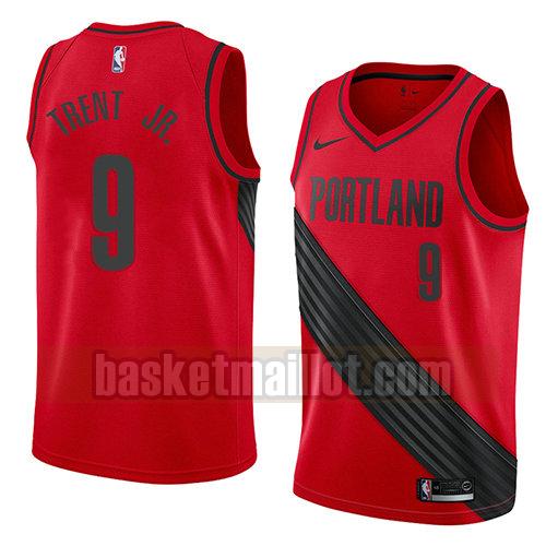 maillot nba portland trail blazers déclaration 2018 homme Gary Trent 9 rouge