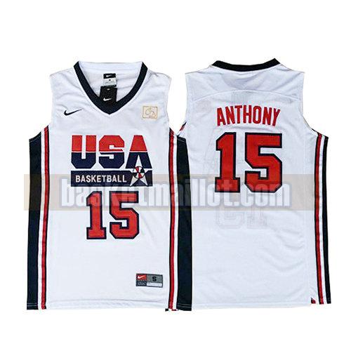 maillot nba usa 1992 homme Carmelo Anthony 15 blanc