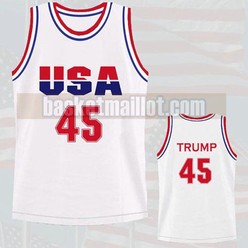 maillot nba usa 1992 homme Donald Trump 45 blanc