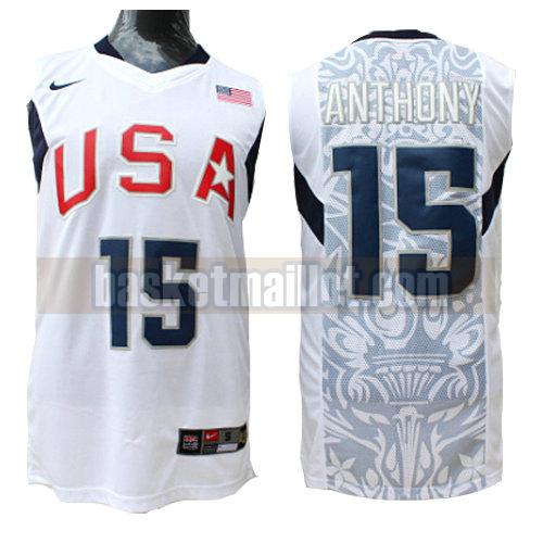 maillot nba usa 2008 homme Anthony 15 blanc