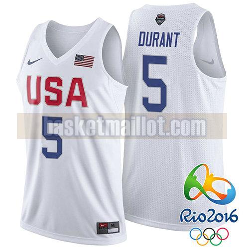 maillot nba usa 2016 homme Kevin Durant 5 blanc